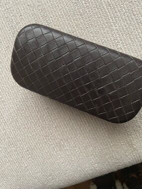 Bottega Veneta Men's Woven Leather Glasses Case - Dark Brown